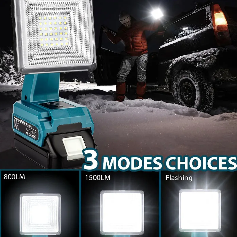 25W LED Work Light Outdoor Lighting Flashlight For Makita/Dewalt/Milwaukee/Bosch/Ryobi 18V Battery Emergency LED Lamp with USB