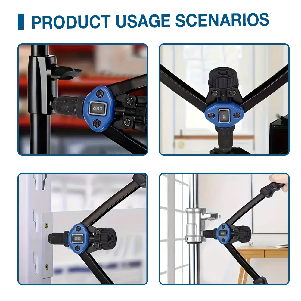 Set di pistole per rivetti manuali, rivettatrice a trazione M3 M4 M5 M6 M8 M10 M12, rivettatrice professionale per uso domestico, strumento per rivetti rapidi fai da te, inclusi 110 rivetti, cassetta degli attrezzi