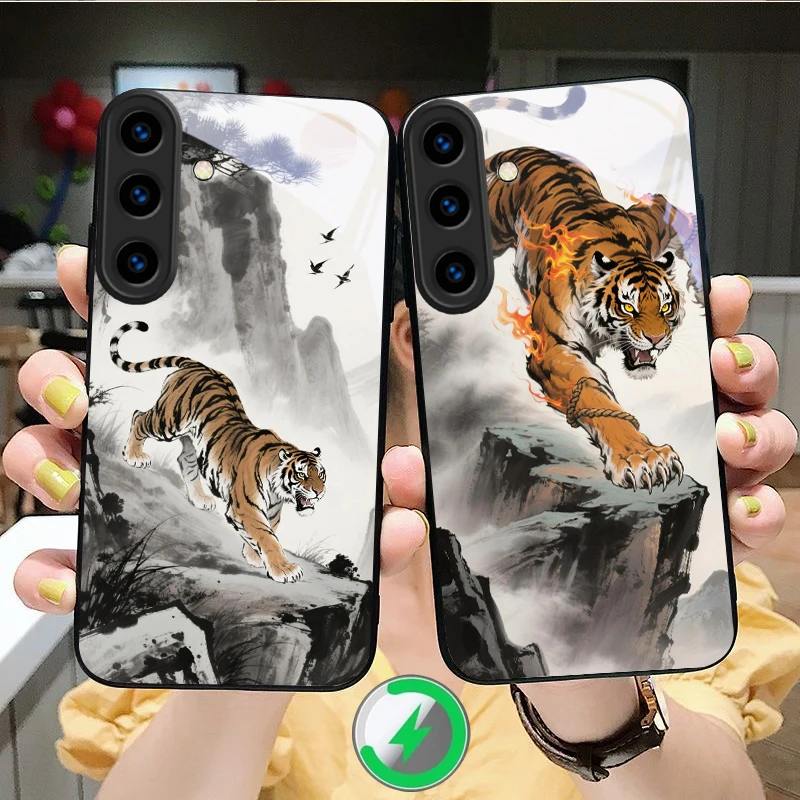 Roaring Tiger Mountain MagSafe Glass Phone Case for Samsung Galaxy S20 FE, S21, S22, S23 Plus, S24 Ultra, S24 Edge product photo