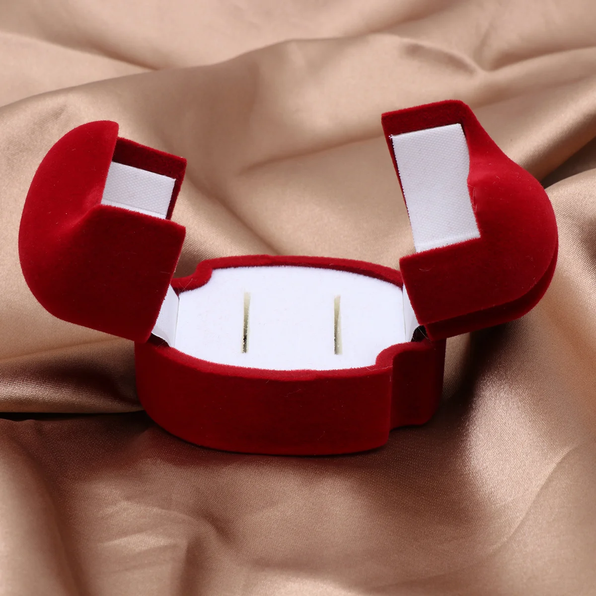 

2Pcs Red Double Ring Storage Box High-End Festive Jewelry Holder for Wedding Party Engagement Rings Compact Travel Size