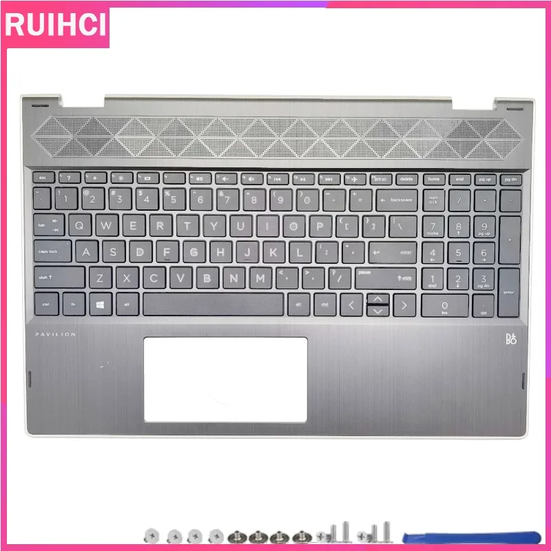 ل بافيليون X360 15-CR TPN-W132 جديد LCD الغطاء الخلفي Palmrest العلوي لوحة مفاتيح الكمبيوتر المحمول استبدال L20848-001 L22454-001