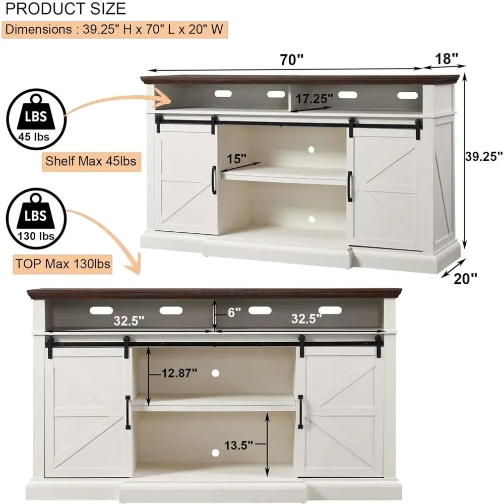 Farmhouse TV Stand for 80 Inch TVs 39