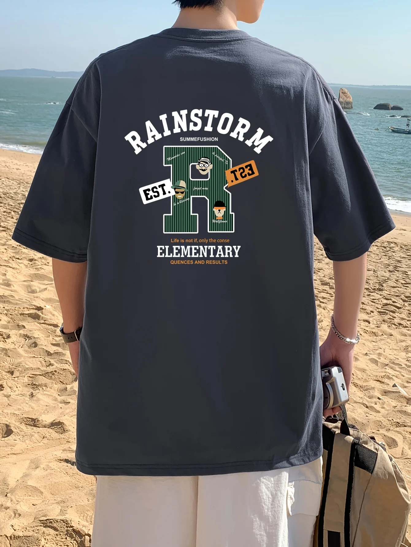 حار بيع جديد الصيف الرجال رأس المال رسالة مطبوعة مريحة وتنفس جولة الرقبة تي شيرت في الهواء الطلق الشارع الاتجاه الأعلى #2