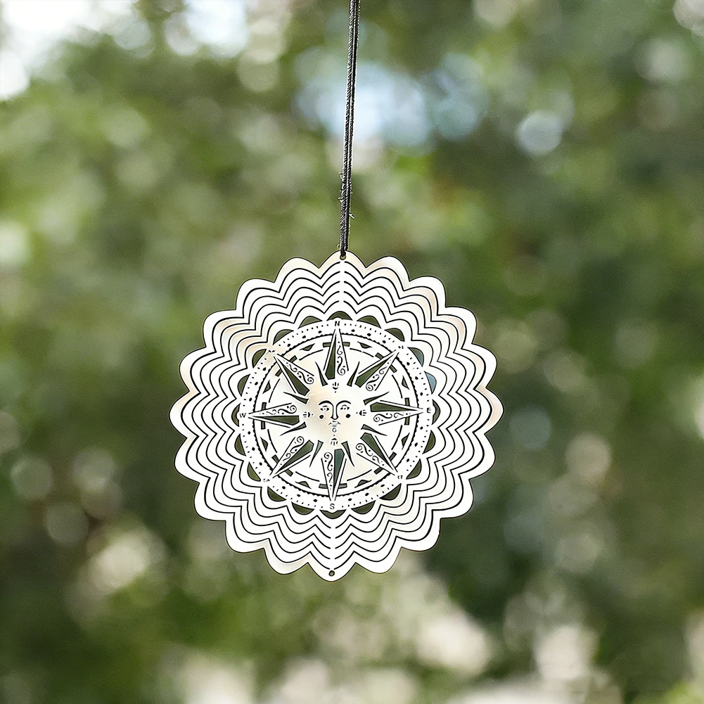 Compass Sun Wind Spinner Feng Shui Mysterious Sacred Whirligigs Illusion Wind Chimes Pendant DIY Suncatcher Making Yard Decor