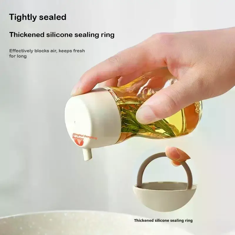Clear Glass Sauce Bottle: 190ML Tight-Fitting Lid Dispensing Can For Oils Soy Sauce Seasoning