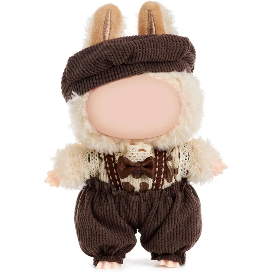 Clothes for Doll NO Doll Included 15 17cm Doll Clothes Set for Doll Outfit Accories for Dolls(Brown Overalls)