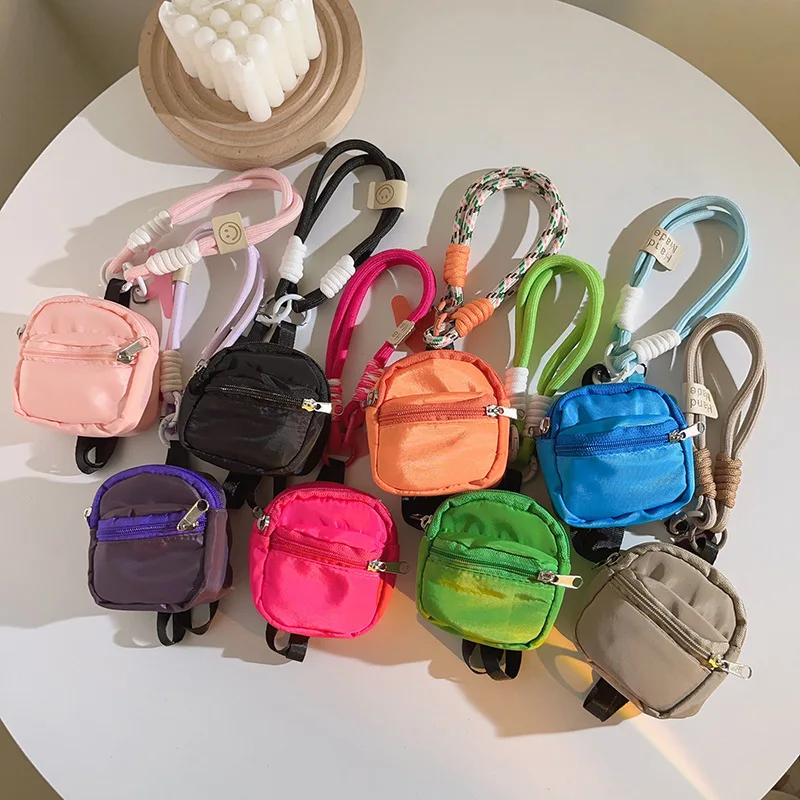 Multifunctional Mini Keychain Pouch Coin Purse Earphone Storage Bag Schoolbag Pendant Mobile Phone Lanyard Accessory