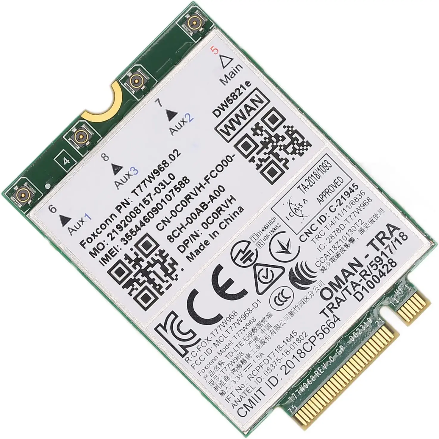 C0RVH T77W968 DW5821E 3G 4G 5G Wireless Card  LTE Module 7D4P4 for DELL Latitude 5420 5424 7424 Rugged Latitude 7400 7400 2-in-1