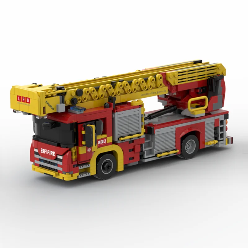 Veículo de combate a incêndio moc tijolos de construção londres brigada de incêndio lfb modelo tecnologia de construção bloco modular brinquedo diy presentes do feriado