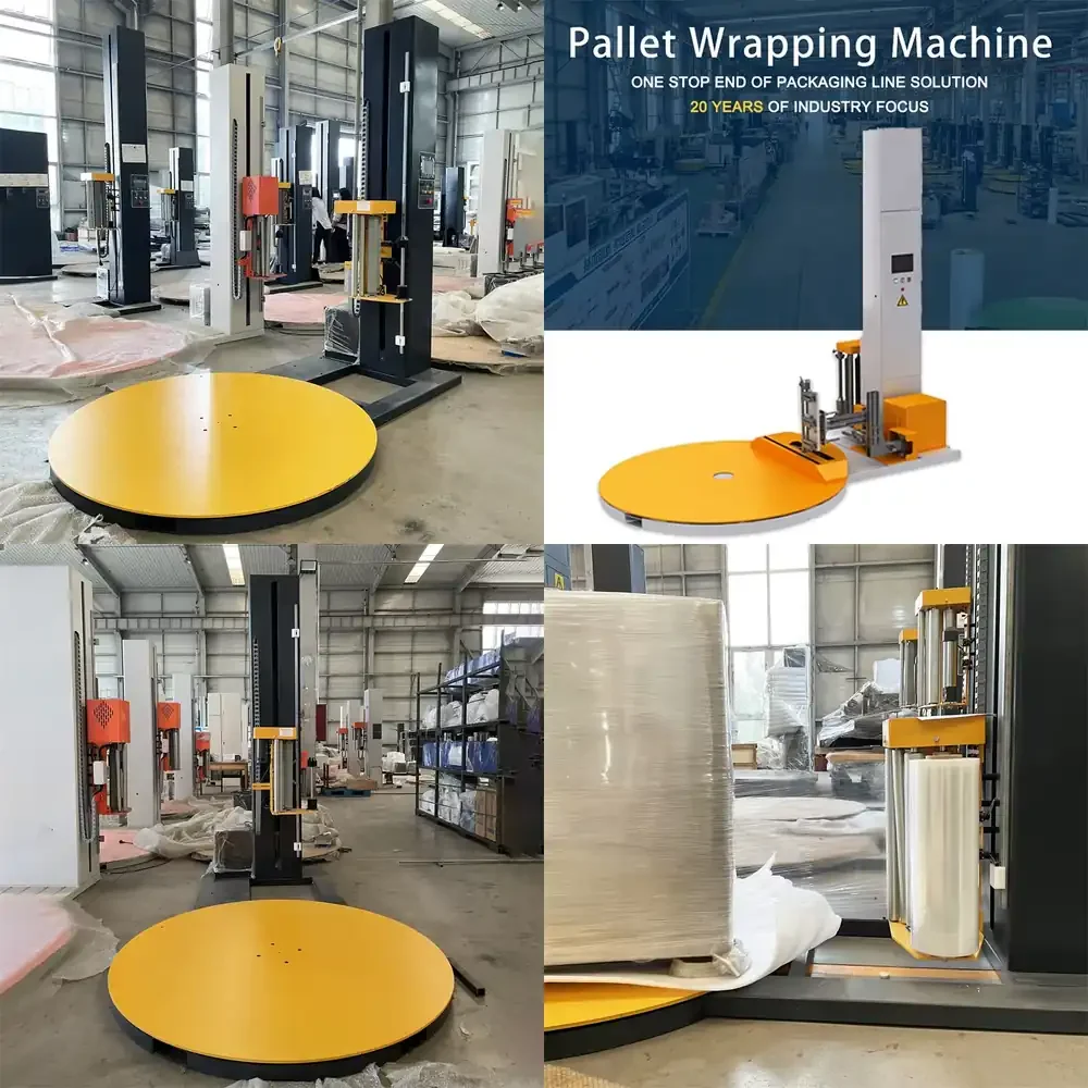Turntable Semi Automatic Pallet Wrapping Machine Stretch Film Packer Pallet Wrapping