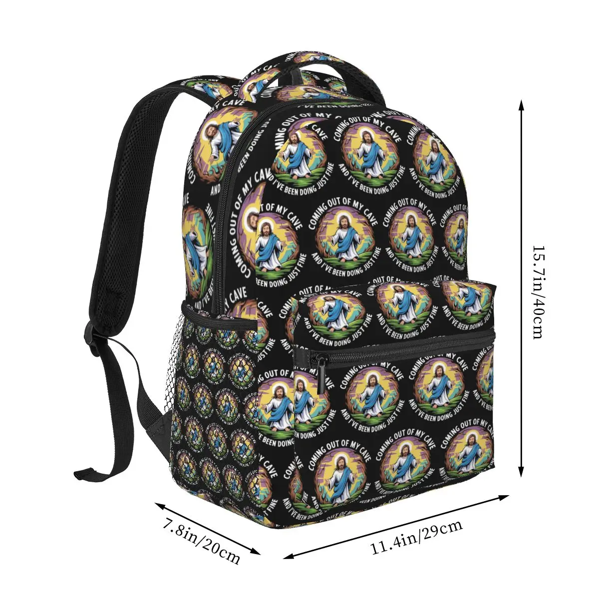 Jesus Coming Out Of My Cave And I Have Been Doing Just Fine Cage Killers Backpack School Bag Daypack Bookbag Shoulder Bags