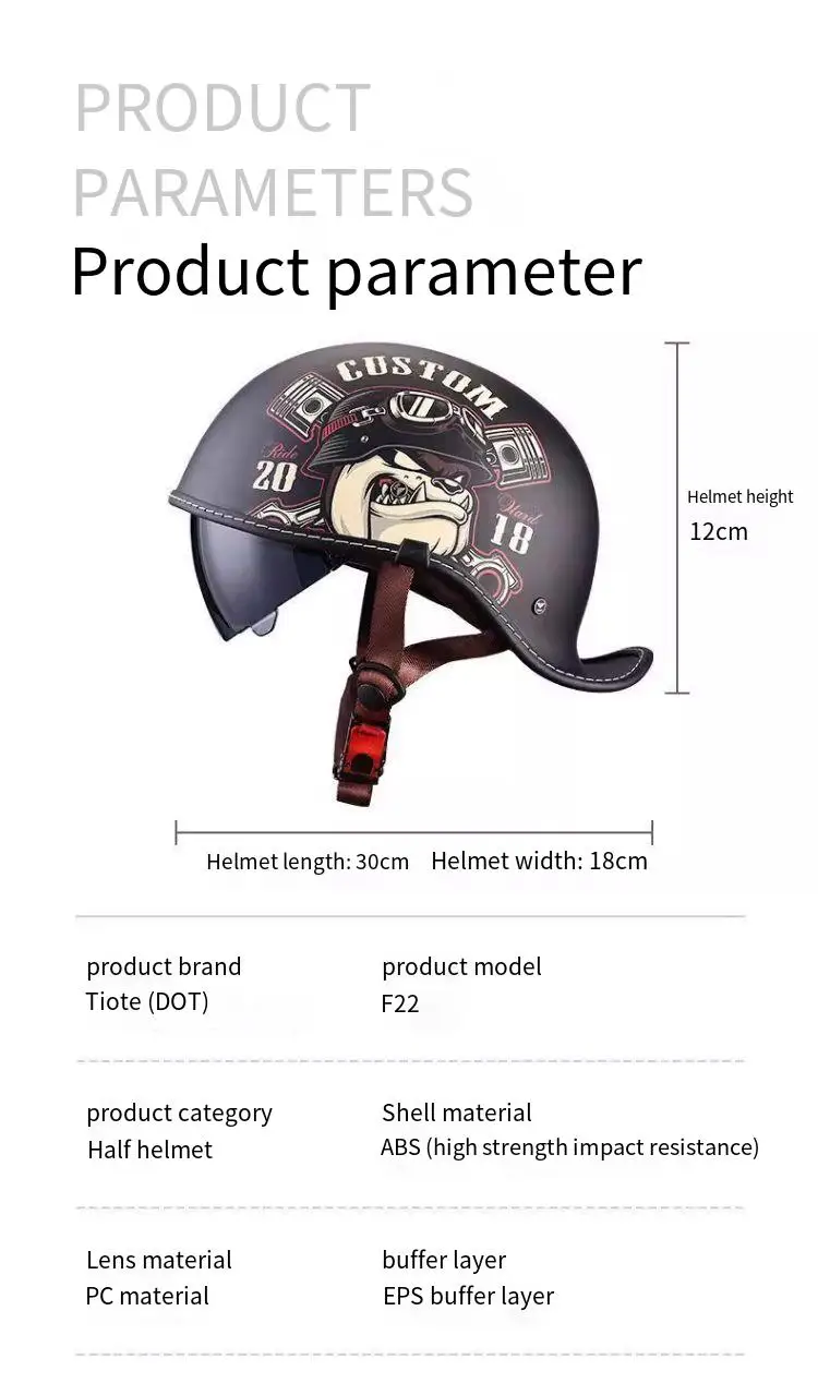 Retro-Helm mit gekröpftem Heck, Motorradhelm für Männer und Frauen, Vier-Jahreszeiten-Prince-Cruise-Helm, Persönlicher Halbhelm zum Fahren. – Detail 1