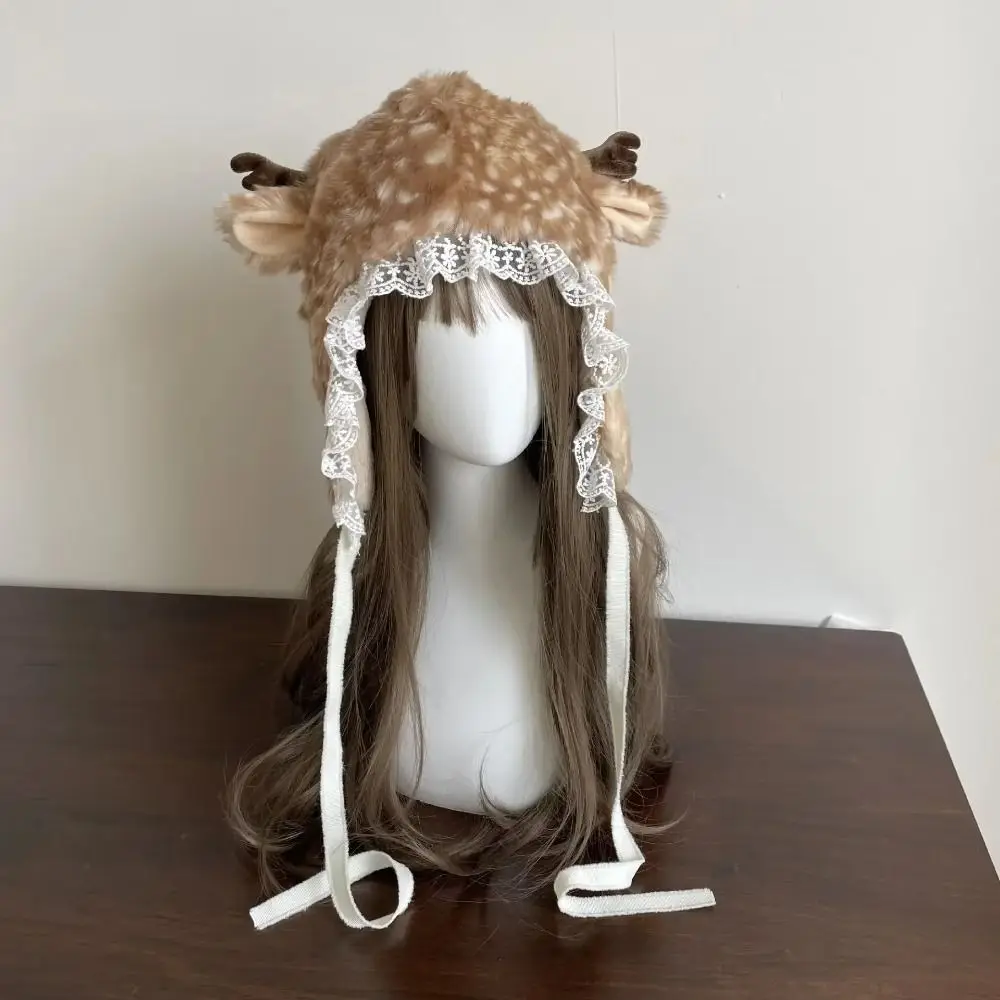 Gorro de invierno de piel sintética con encaje, calentadores de piernas, disfraz de rendimiento, botas de reno peludas, cubre calcetines, regalos de Navidad gruesos, protección para las orejas