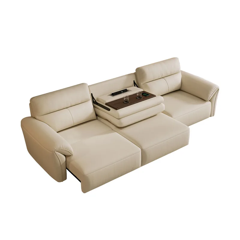 

Электрический выдвижной первый слой из воловьей кожи с ушками слона, умный многофункциональный кожаный диван-кровать для лежания и сна
