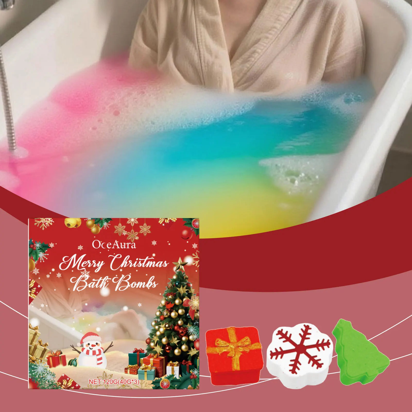 كرات الاستحمام هدية الكريسماس الاستحمام سبا زيت طبيعي غني تخفيف الجلد الجاف ترطيب الاسترخاء الروائح فقاعة حمام القنابل #3
