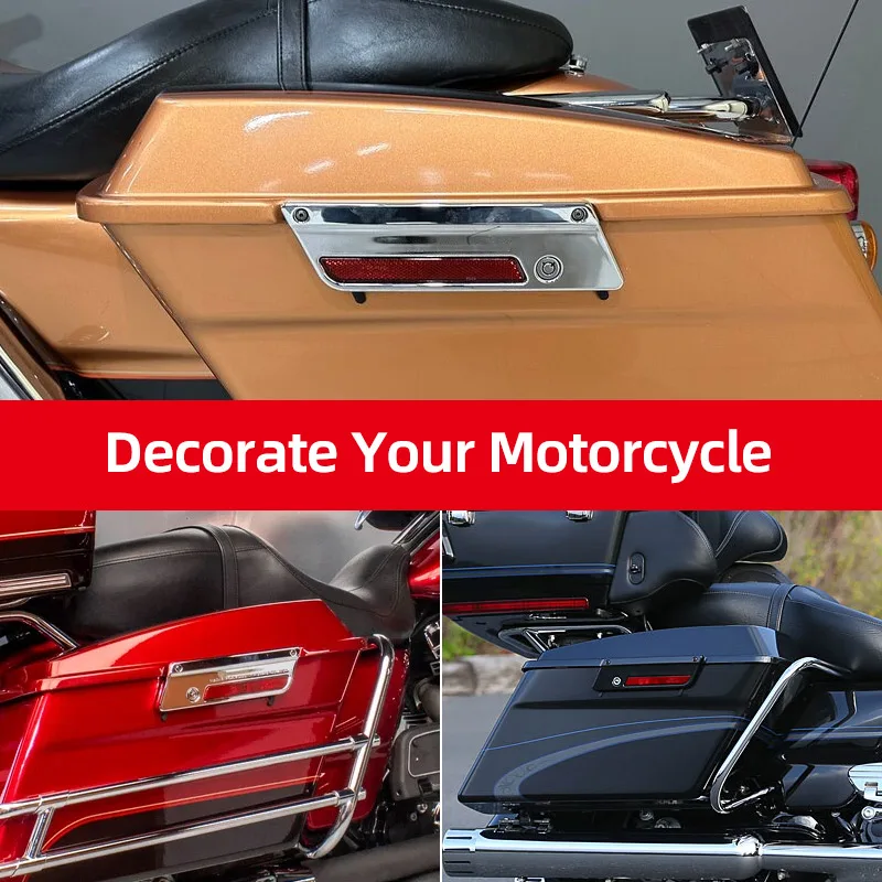 Motorcycle Red Reflector Hard Saddlebag Latch Covers ABS Plastic For Harley Touring Road King Road Glide Street Glide 1996-2013