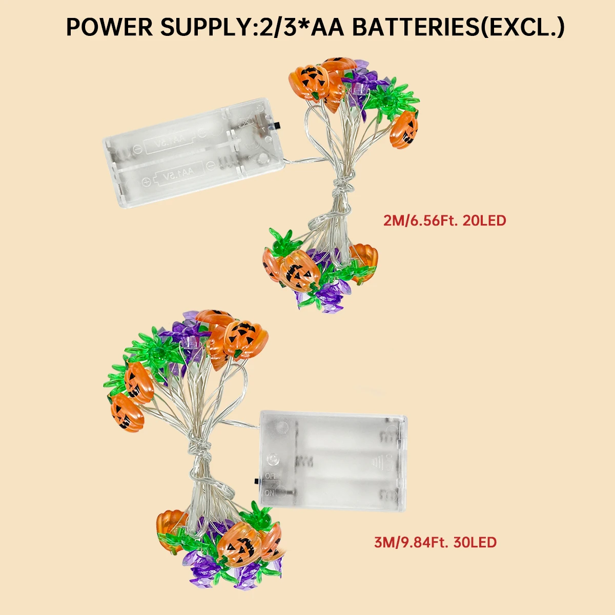 1 قطعة 20/30 LED هالوين اليقطين العنكبوت الخفافيش سلسلة ضوء غرفة معلقة الأسلاك النحاسية Faiy مصباح للمنزل المشهد حفلة هالوين ديكور