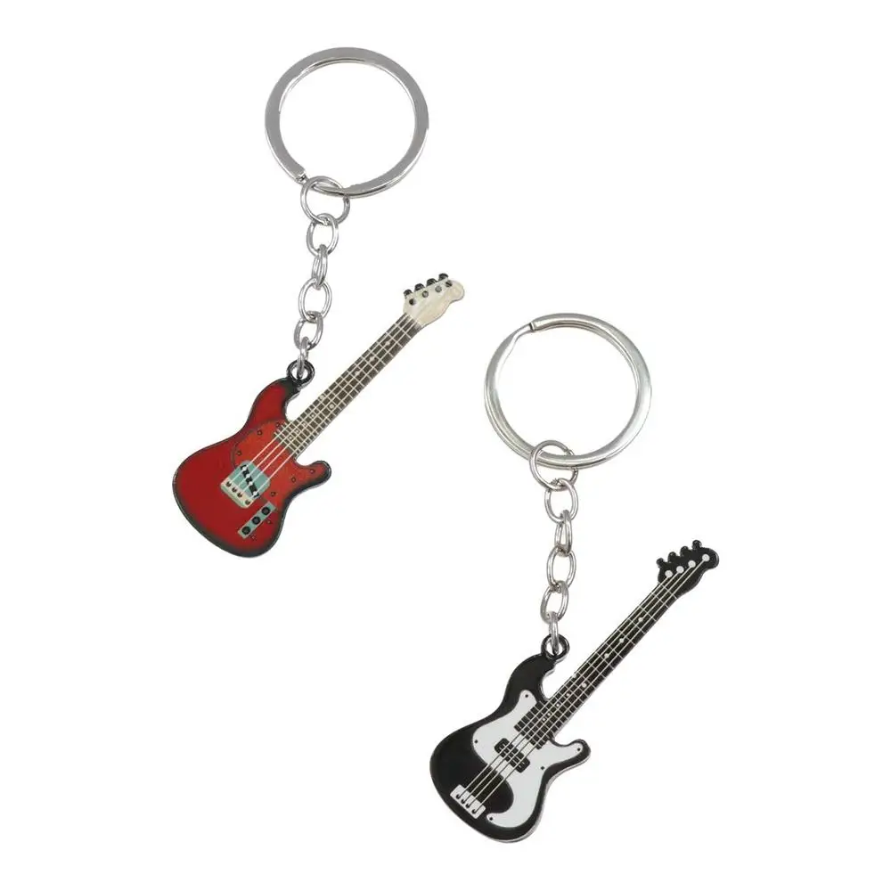 Hip Hop Guitar Key Chain Colorful Cool Guitar Keyring Creative Metal Musical Instrument Keychain Bag Pendant