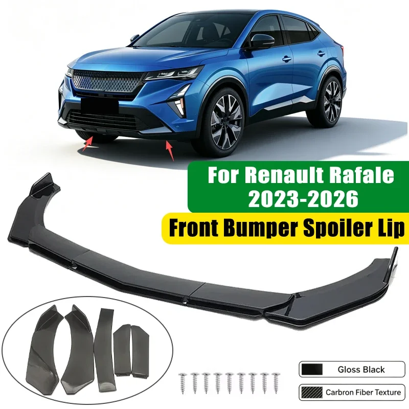 For Renault Rafale 2023-2026 5Pcs ABS Car Front Bumper Lip Spoiler Splitter Body Kit Canard Tuning Accessories