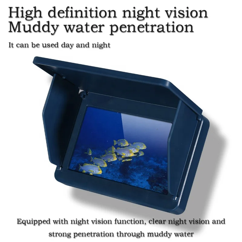 New Arrival 5 inch Visual Fish Finder 45m Underwater Video Probe Camera Muddy Water Night   Screen  Fishing Rods and Reels