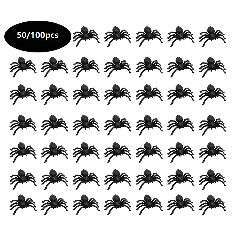 50/100 stücke Horror Schwarz Spinne Spukhaus Web Bar Party Dekoration Lieferungen Simulation Heikles Spielzeug Kinder Halloween