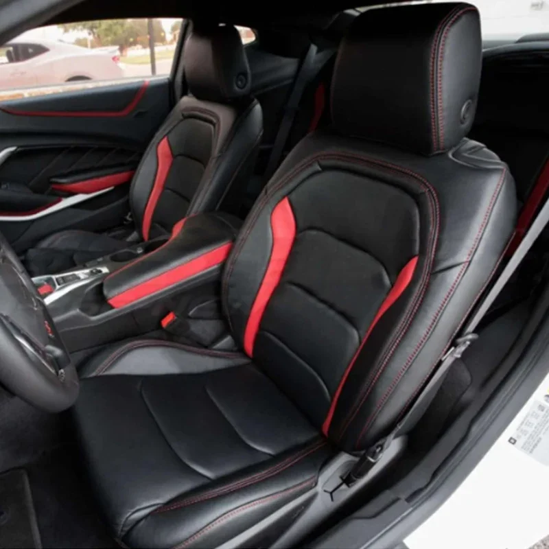 Custom Fit for Only 2016-2024 6th Camaro Coupe Car Seat Cover Full Set Premium Artificial Leather for Chevrolet Camaro 4 Seats
