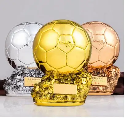 1 piece soccer trophy gift resin crafts trophy final shooting athlete electroplating golden ball award