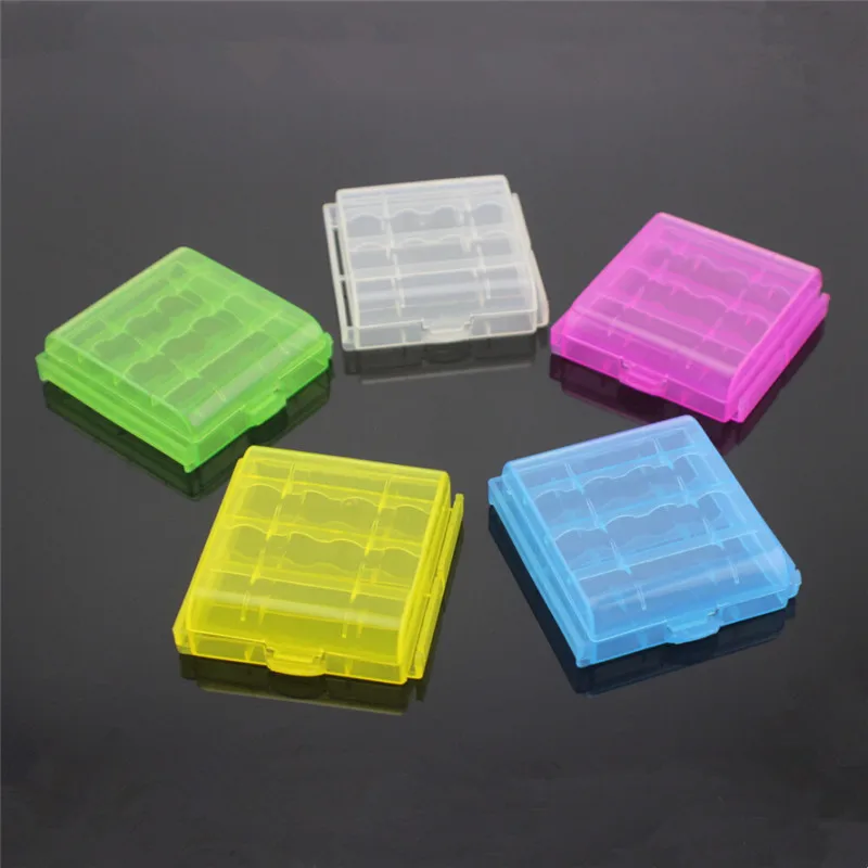 Colorful Plastic Battery Holder Case 4 AA AAA Plastic Storage Box Cover For 14500 Battery Organizer Container 5 Color Options