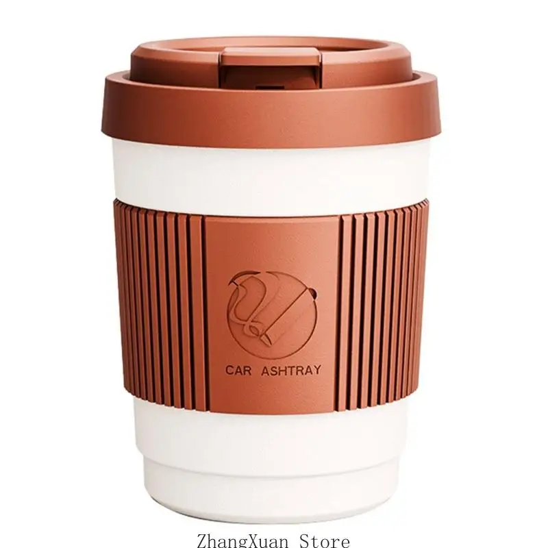 Covered Vehicle Ashtray Cup With Tapered Body, Coffee Cup Design Ashes Container for Driving and Console Placement 3XUF
