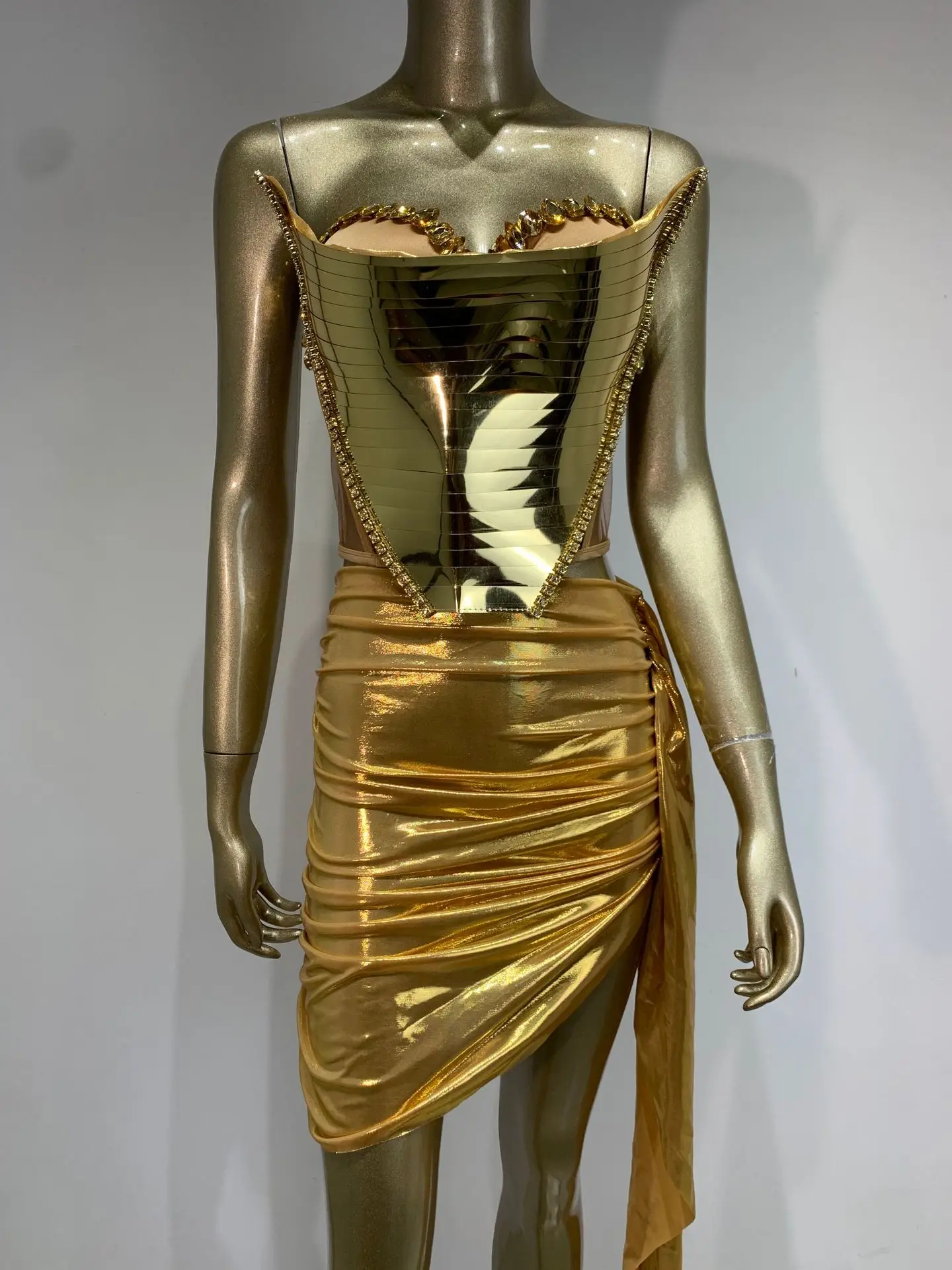 

STOCK Sexy Tube Top Skirt Set Shiny Stage Outfit Performance Wear Party Evening Dress Club Costume Chic And Sweet Evening Dress