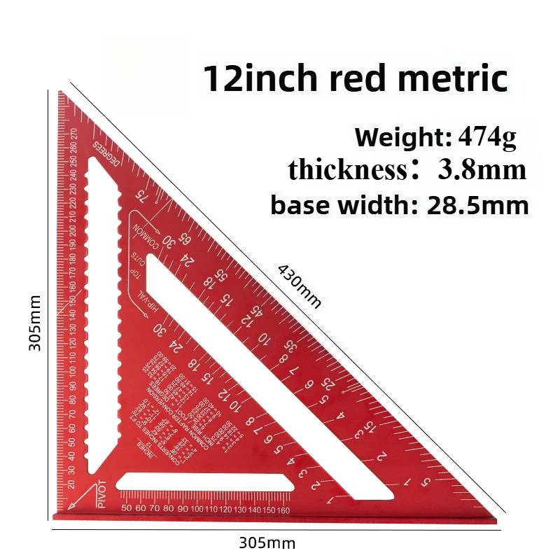 Woodworking Aluminum Alloy Triangle Gauges Measuring Gauging Tools High Precision Marker Angle Ruler Metric and Imperial