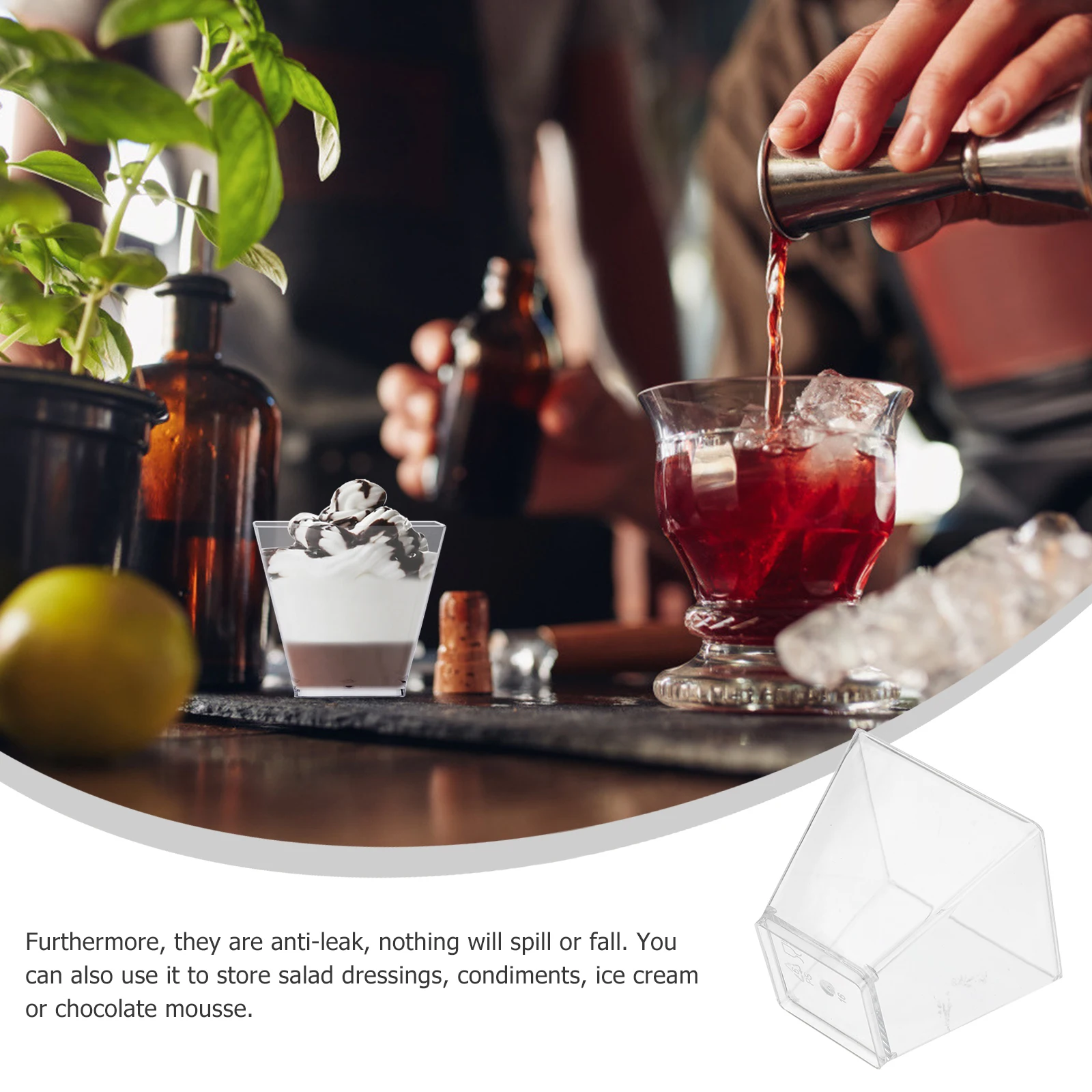 

100pcs 60Ml Transparent Dessert Cups Hard Plastic Trapezoid Food Grade Portion Cups Disposable Jelly Yogurt Mousse Storage