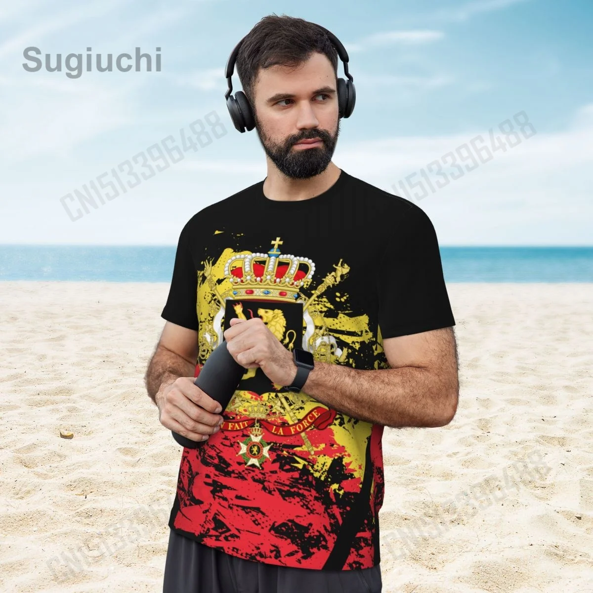 2026 Belgium Flag Retro 3D Printing Summer Short Sleeve T-Shirt Men Women Mesh Clothing Breathable Sports Tees