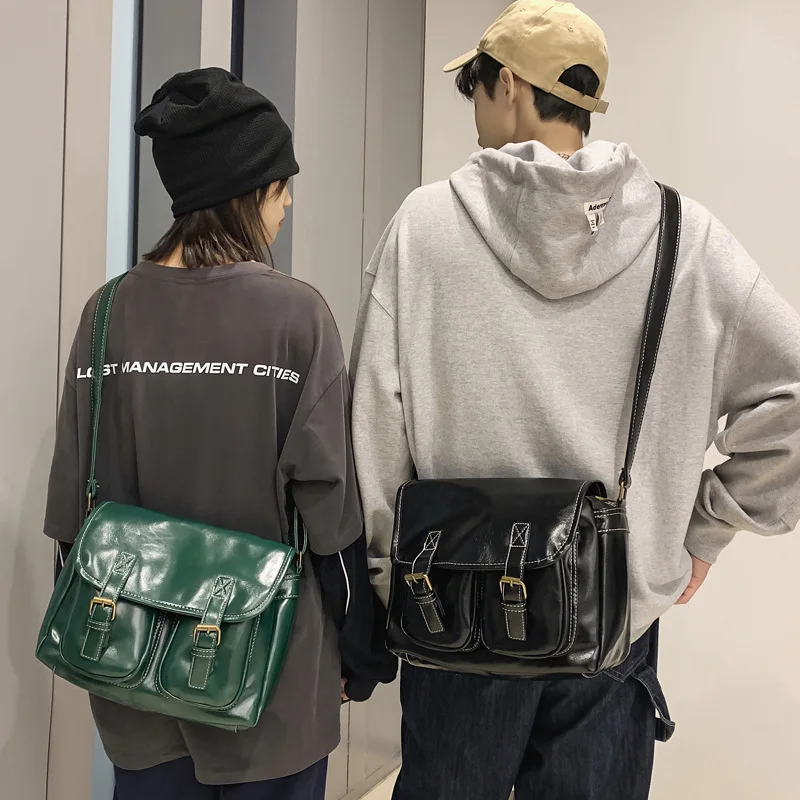 Kobiety jednokolorowa na co dzień Preppy Y2k estetyczne torebki japońskie modne proste torby Crossbody Streetwear moda Vintage torby na ramię