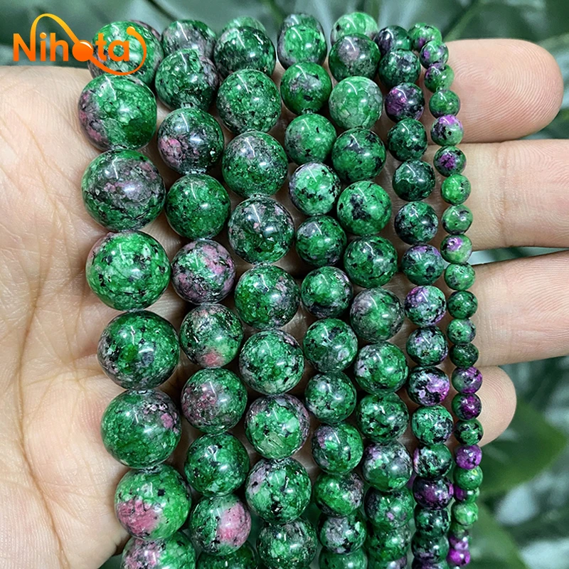 Natural Stone Epidote Zoisite Tourmaline Round Beads 4/6/8/10/12mm DIY Bracelet Earrings Rings Charm for Jewelry Making 15