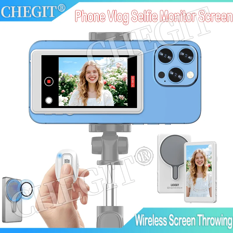 Schermo magnetico per monitor con autoscatto Vlog per telefono cellulare che utilizza il monitor della fotocamera posteriore per lo streaming live che crea contenuti con autoscatto