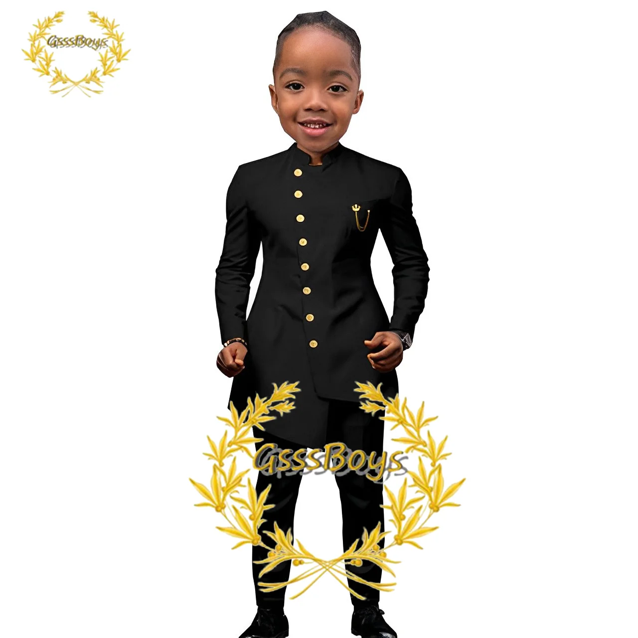 Indian Wind Boys Suit 2 Piece Wedding Tuxedo Jacket Pants Party Dress Kids Fashion Blazer Set Child Clothes