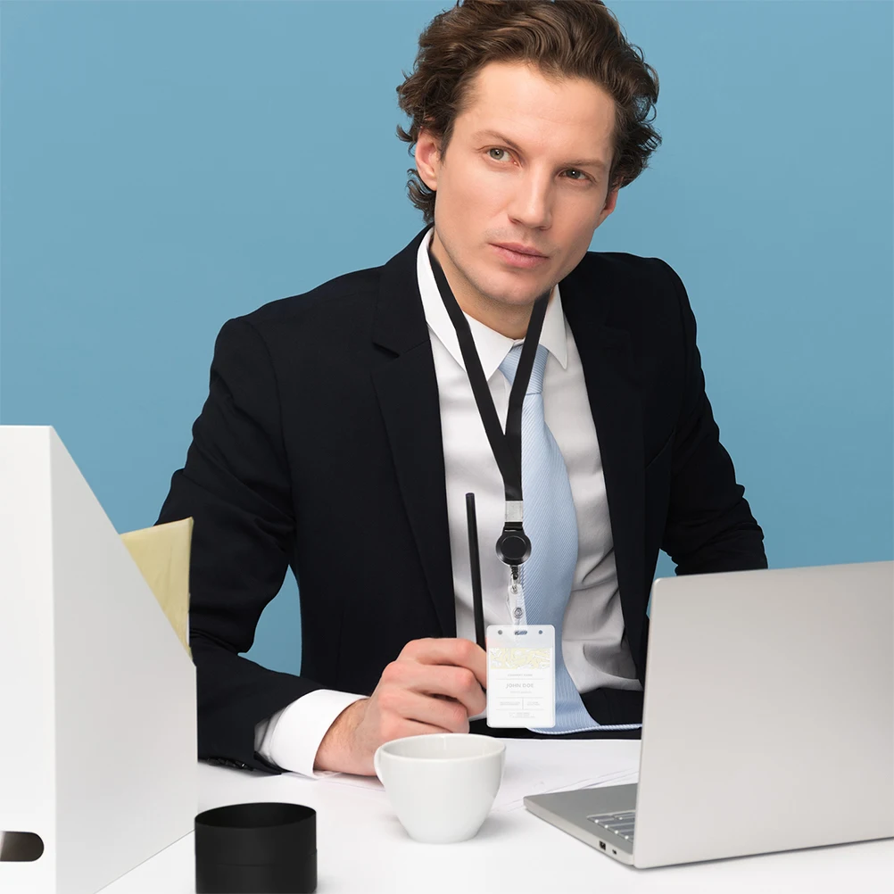 

2pcs Badge Holder Lanyard Card Sleeve Clear Id Card Holder For Work School Nurse Doctor Name Tag Protective Covers Transparent