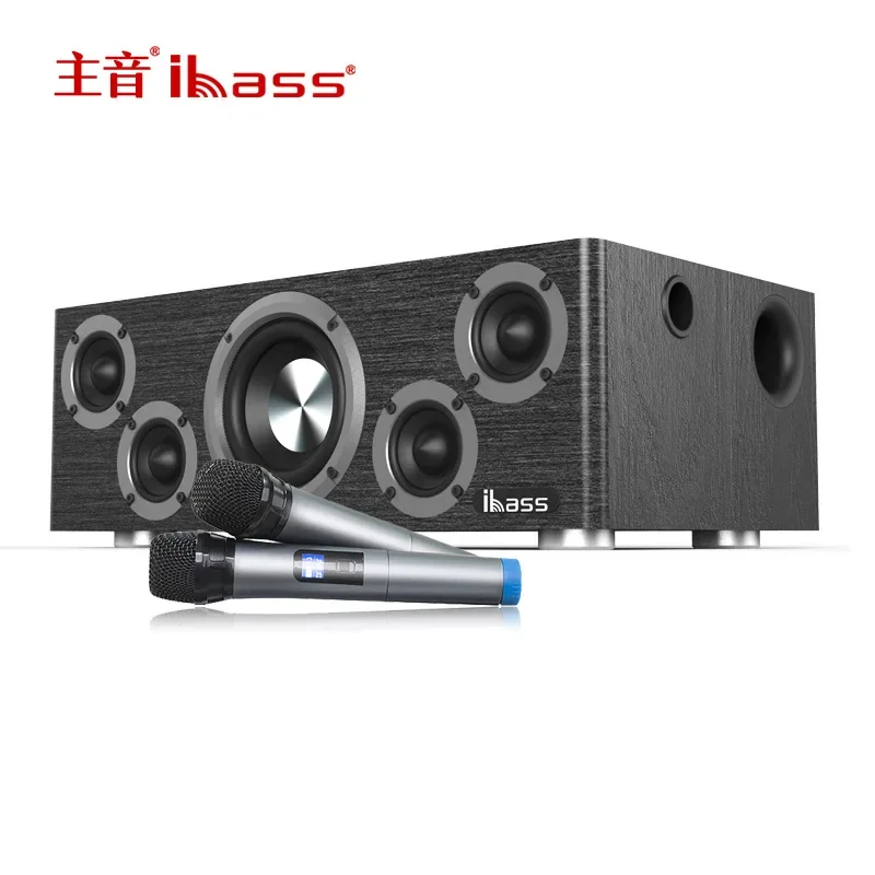 Ibass 200W High-Power Wooden Bluetooth Speaker Home Theater Karaoke Stereo TV Computer High Fidelity Multimedia Speaker With MIC