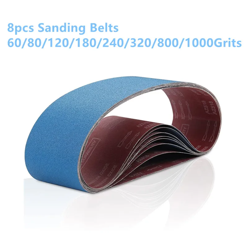 Abrasive Sanding Belts for Belt Sander, Mixed Sandpaper Bands, 60, 80, 120, 180, 240, 320, 800, 1000Grits, 100x915mm, 8Pcs