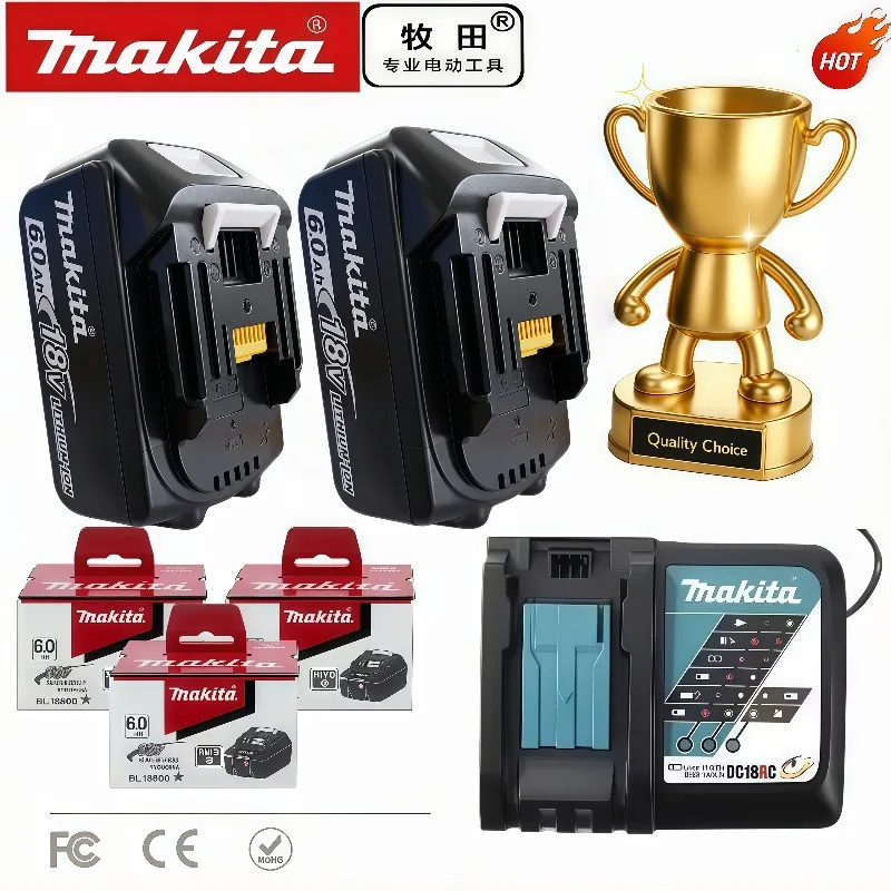 LED Charge Level Indicator 18V 6.0Ah Li-ion Replacement Battery For Makita LXT Power Tools BL1860 BL1850