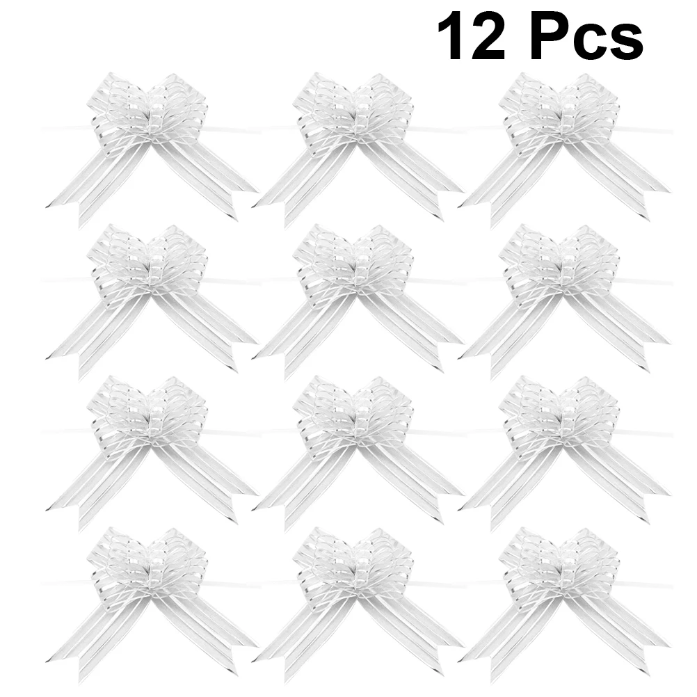 

12Pcs Hand Pull Bows Thick Stable Decoration for Wedding Gift Boxes Christmas Party Gift Wrap String Bow