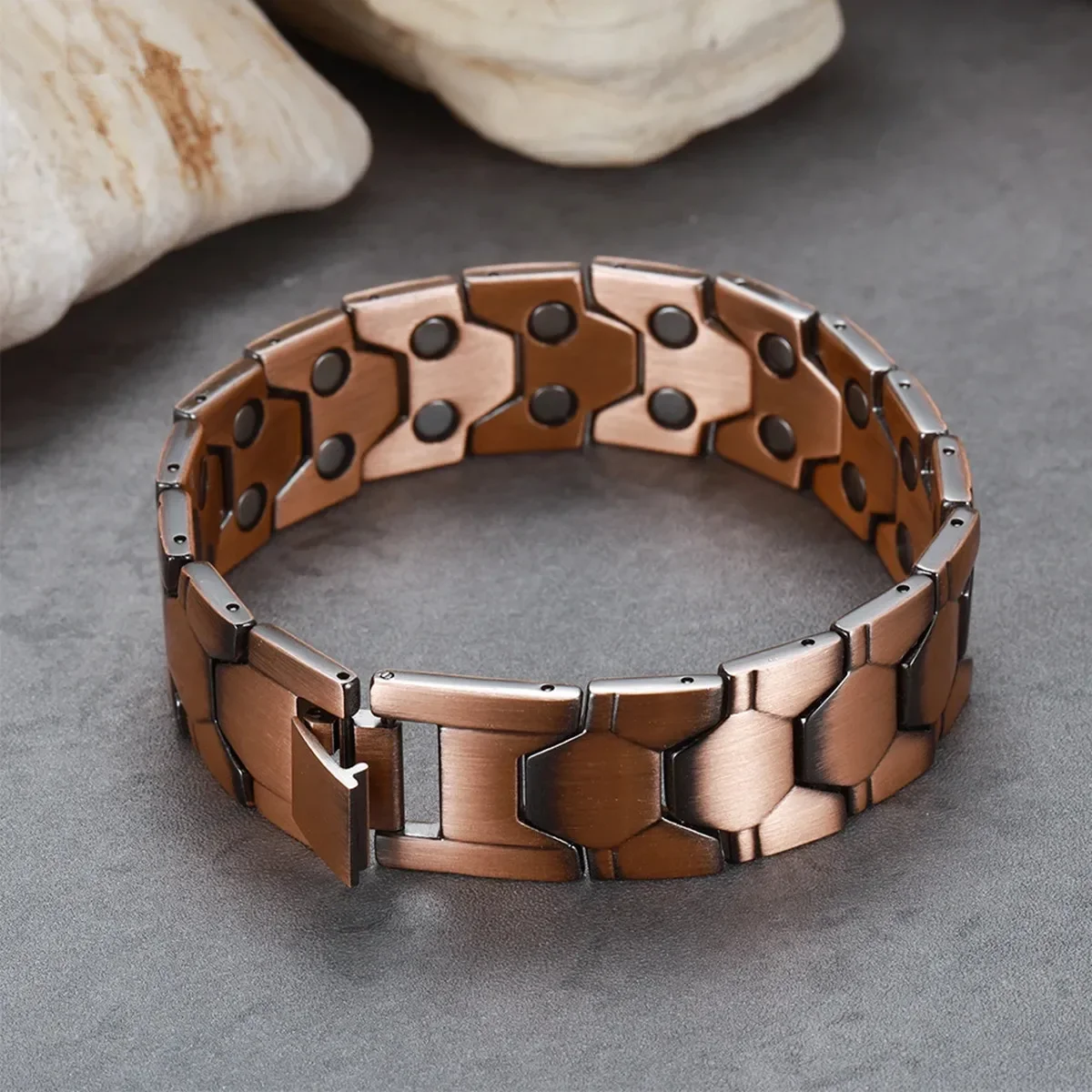 ARADOO Pure Copper Magnetic Bracelets for Men with Double-Row Strong Magnets 3500 Gauss Adjustable Jewelry Gifts