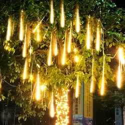 LED Meteor Shower String Lights, 8 tubos, US Plug, EU Plug, Street Decoration, Fairy Guirlanda, Casamento, Natal, Iluminação ao ar livre