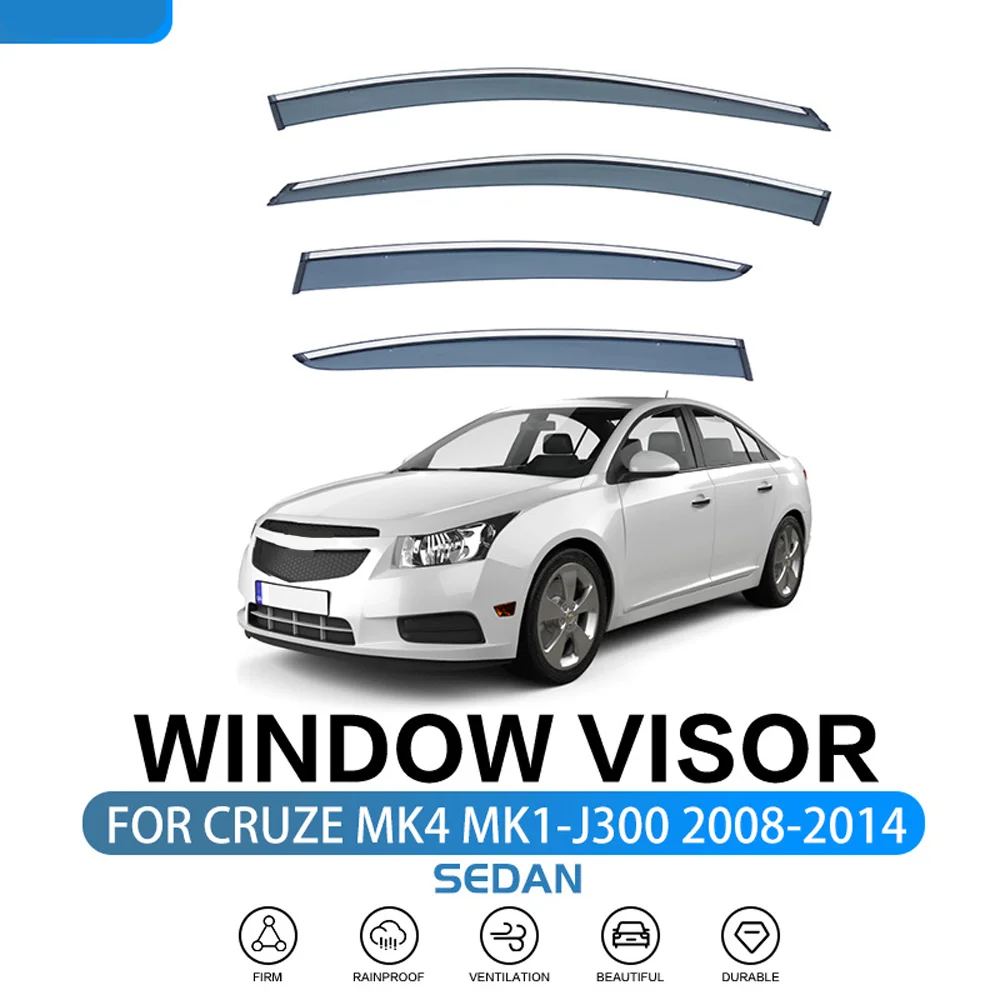 

Chrome Strips Rain Guards for CHEVROLET Cruze J300 2008-2016 Sedan Window Visor Wind Deflectors Door Visor Vent Shades