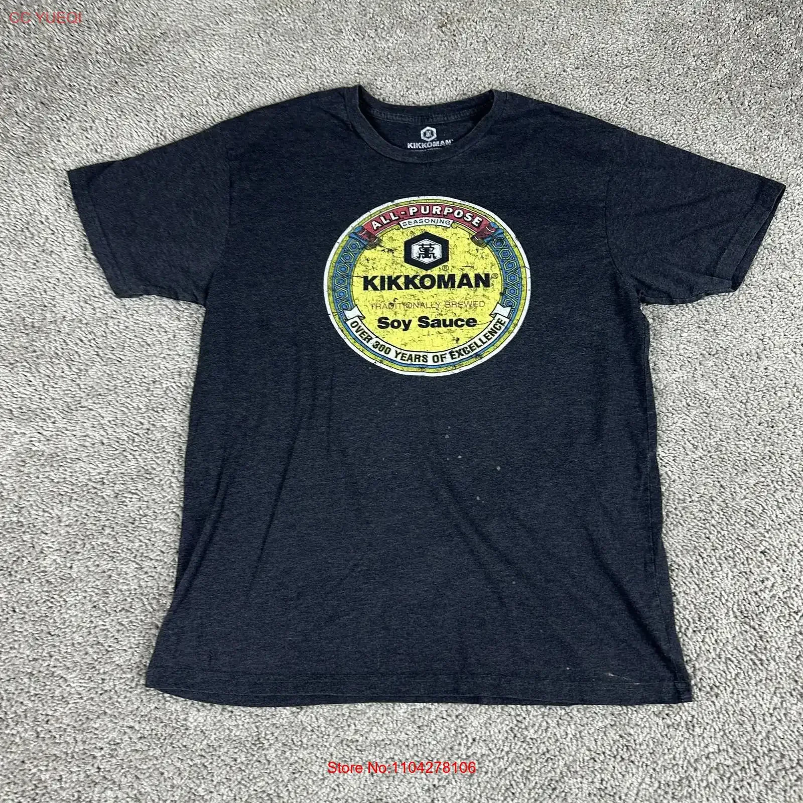 Kikkoman T Shirt Mens Large Gray Soy Sauce All Purpose Seasoning vintage Washed fashion Top For Everyday Wear Breathable