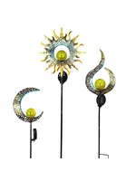 Outdoor Solar Iron Intelligent Light Control Garden Lamp Hollow Stars Retro Floodlight Garden Lawn Plug-in Light Long Lasting