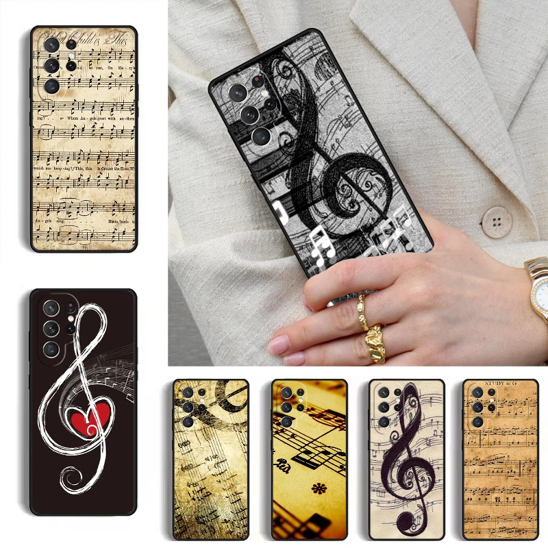 Music Note Musical Treble Clef Phone Case for Samsung Galaxy S26 S25 Ultra S24 S23 S22 S21 Plus Note 10 Bumper Cover
