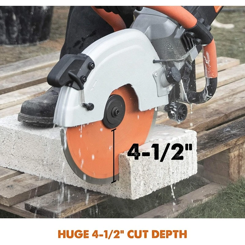 12 Inch Concrete Saw with Water Fed Dust Suppression (Aka Angle Grinder, Cut Off Saw, Masonry) Electric, No Gas, 4-1/2