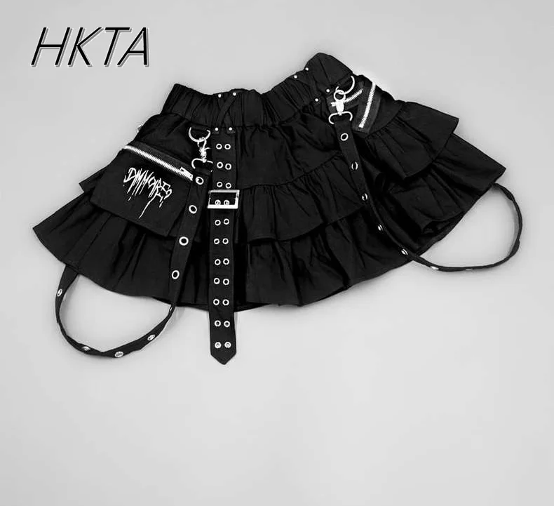 Japanese Mine Bandage Short Skirts New Summer Harajuku College Style Elastic Waist Subcuculture Y2K Skirt Girl Women Cake Skirt